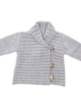 Cozy Gray Shawl Collar Knit Cardigan for Kids